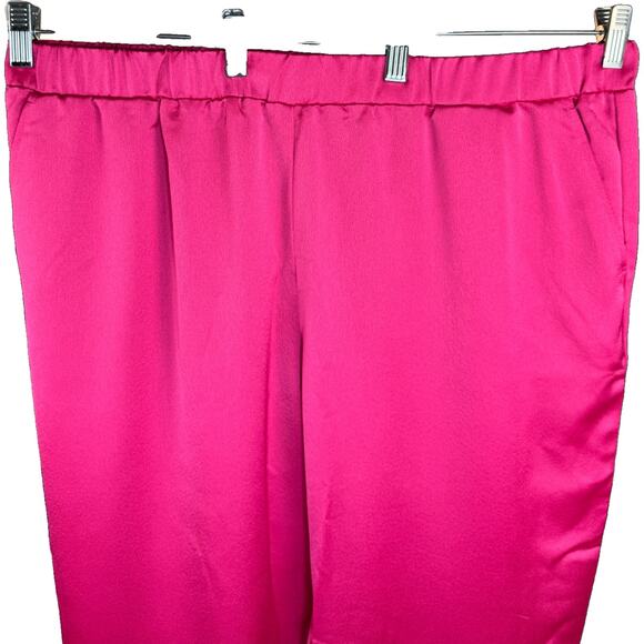 Jason Wu Pink Satin Ankle Pants L Elastic Waist Pockets NWOT Stretch Business - Picture 4 of 9